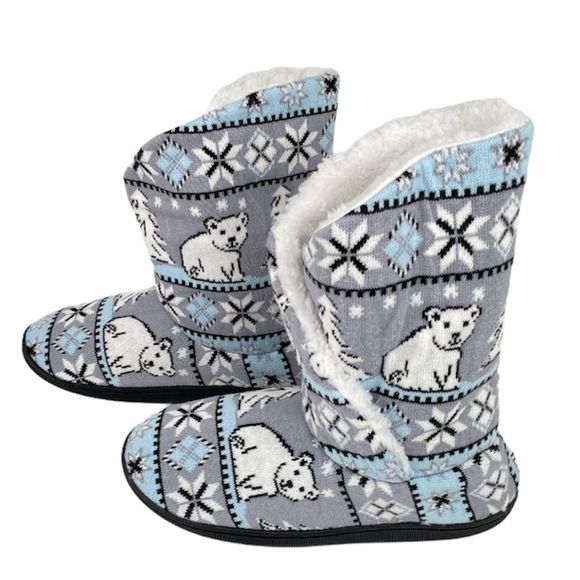 Vera Bradley Beary Merry Cozy Booties, Gray, Medium 7-8 - Picture 4 of 7